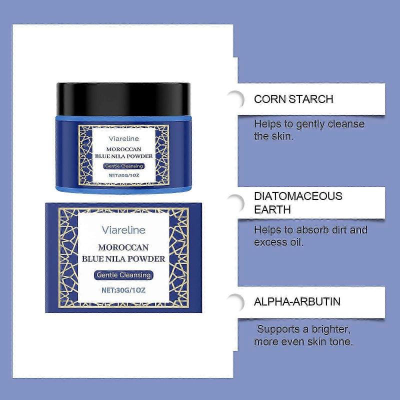 Moroccan Nila Powder for Skin, Moroccan Nila Facial Mask, Brightening & Skin Smoothing Clay Mask w/ Indigo Powder