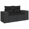 Ensemble de Canapé de Jardin 9 Pièces avec Coussins Rattan Noir Poly Acacia, Ensemble de Salle à Manger de Jardin 4 Pièces 3362009