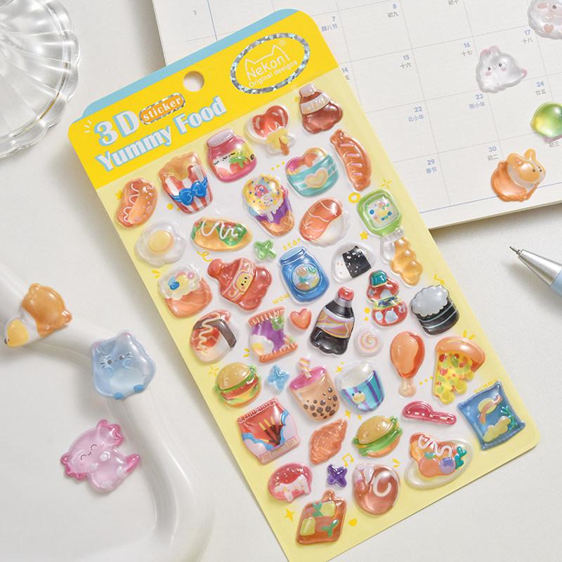 Nekoni 3D Cute Stickers Cartoon Animal Puff Sticker Diy Stickers For Scrapbooks Planner Journals Laptops Phone Case Decoration