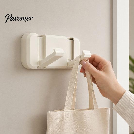 Door Back Storage Hooks Over The Hanger Hooks, Foldable No Drilling Adhesive Coat Rack, Dorm Room Space Saving Organizer, for Coats Bags Towels