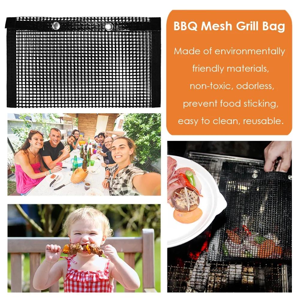 

BBQ Grill Mesh Bags Reusable Mesh Nonstick Barbecue Oven Baking Grilling Net Easily Cleaned Cooking Mat Picnic Camp Kitchen