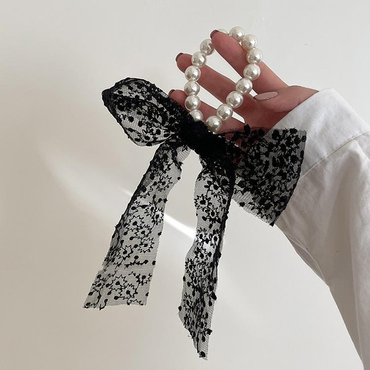 1PC Elegant Lace Embroidery Bow Hair Ties Solid Color Retro Headdress Hair Ties Sweet Girls Princess Hair Accessories Gift