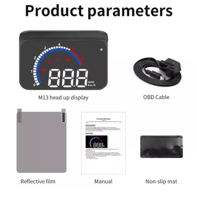 OBD HUD M13 automobilový head-up displej Auto Electronics Hud čelní sklo Projektor Rychlost teploty vody