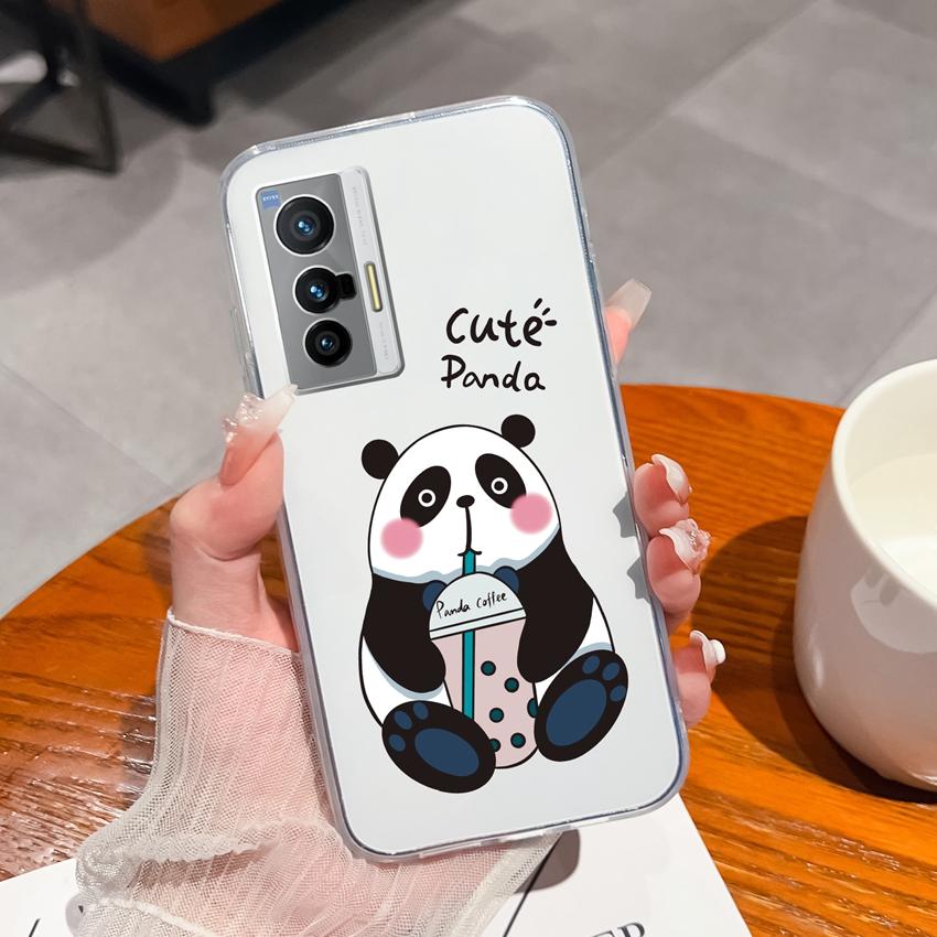 Phone Shell For Vivo X200S X21 X60 X70 X80 Pro Plus X27 Cute Cartoon Bears Patterns Luxury Transparent Soft TPU Lens Protection Covers For Vivo Casing