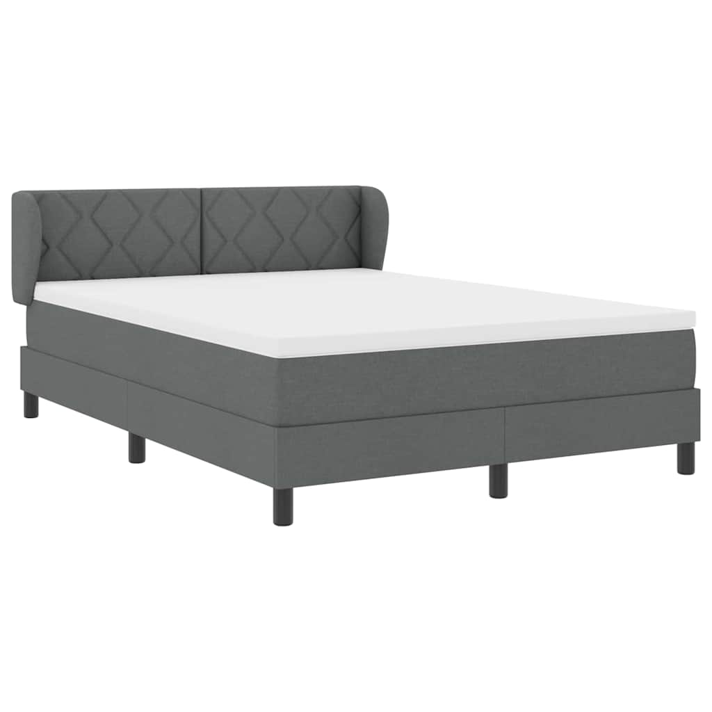 Boxspring Bed with Headboard Dark Grey 140 x 200 cm Fabric