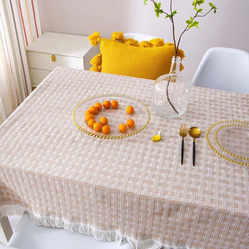 

Nordic Tic Tic-Tac-Toe Coffee Table Cloth Tablecloth Ins Bedside Table Cover Square Round Desk Tablecloth Dust-Proof Dining Table Cloth 90*90cm