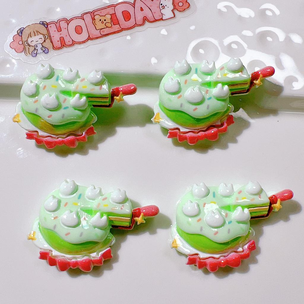 10Pcs New Cute Cartoon Cake Cat Series Flat Back Ornament Jewelry Bows Accessories