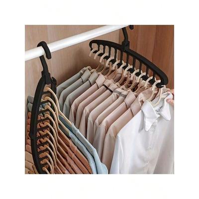11-Slot Foldable Clothes Hanger Rack, Multi-Functional Non-Slip Plastic Portable Hanging Wardrobe Storage System