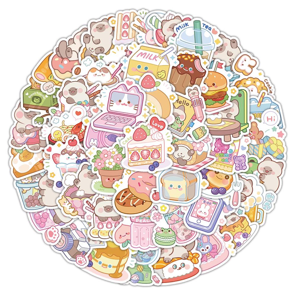 62PCS Dessert Bear Cartoon Stickers for Journals, Laptops, Backpacks, and More.