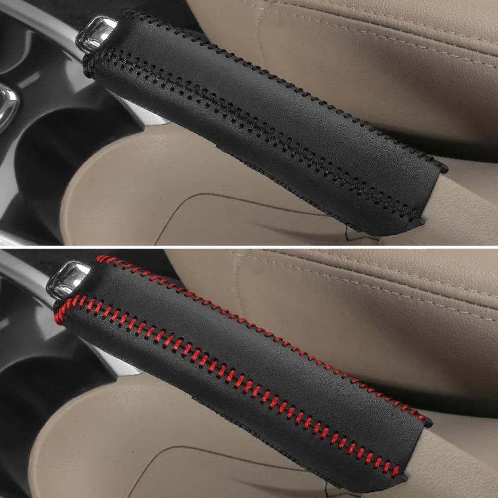 Leather Gears Handbrake Cover Auto Interior Accessories for Kia K2 2011 2012 2013 2014 2015 2016 Handle Sleeve Car Accessories