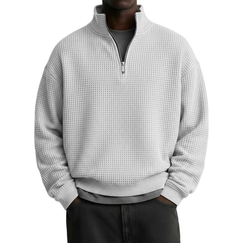 IHUASU Men's Fashion Half-high Neck Casual Solid Color Print Autumn Winter Hoodie