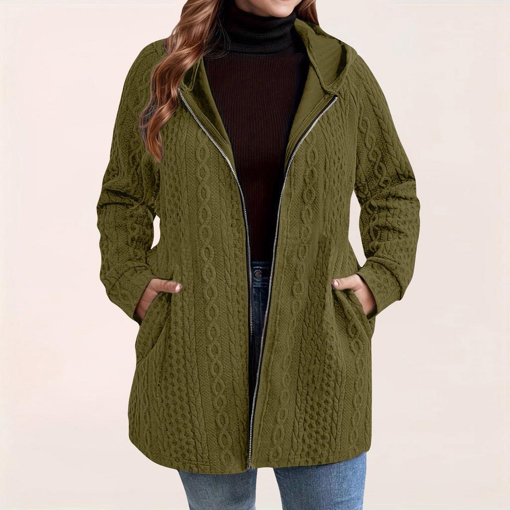 Women's Classic Quilted Long Sleeve Zip-Up Jacket with Pockets, Stylish Outerwear for Fall and Winter Seasons