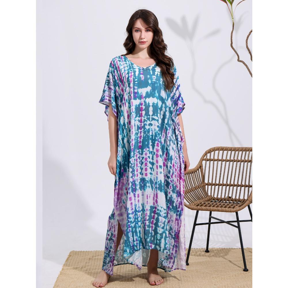 

Бохо Кафтан Платье Большого Размера, Женское Пляжное Платье Макси Большого Размера one size