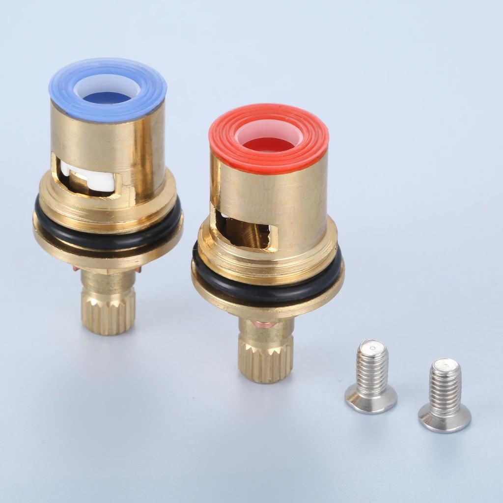 2 Sets Replacement Tap Handle Valve Core 43mm/53mm Manual Switch Faucet Cartridge Disc w/screw Brass Bathroom Faucet Accessory