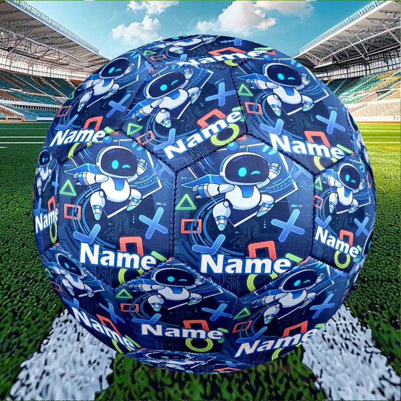Custom Name Personalized Cosmic Bot Crew Print Size 5 Soccer Ball Training & Match Football, for Team, Kicking, Gift for Football Enthusiasts