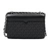 Michael Kors MK Rose Vintage Floral Print Tassel Chain Flap Commuter Leather Shoulder Crossbody Bag Medium Women Bags Black 35T0SXOC1B-001