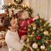 Light Luxury Holiday Rhinestone Hollow-Cut Christmas Tree Iron Bow Party Decor Topper Gold Metal Modern