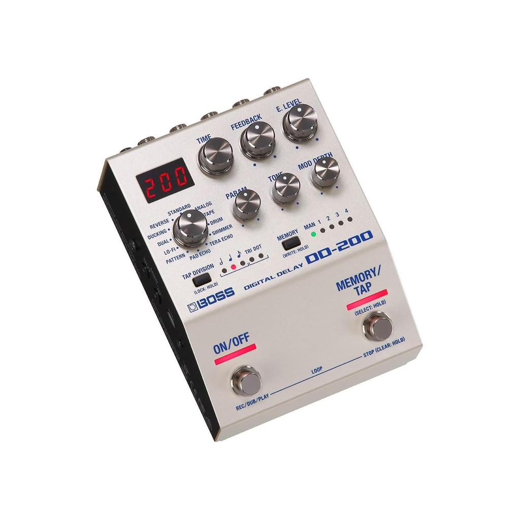 BOSS DD-200 Digital Delay Compact Effects Pedal 12 Delay Modes Looper 127 User Memories Guitar Bass