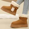 Fashion Ankle Strap Detor Snow Boots for Women Winter Chic Faux Suede Platform Snow Boots Woman Non Slip Warm Plush Booties Mujer