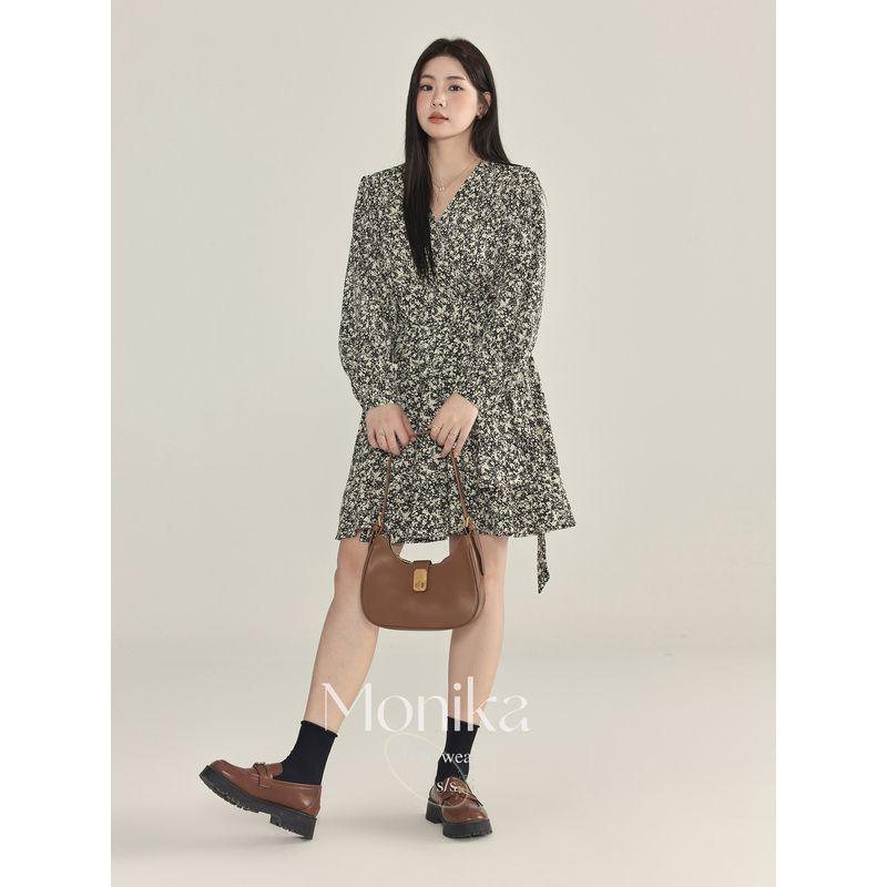 Plus Size Women s Clothing Plus Size Ladies French Dress Women s Retro Elegant Large-Sized Skirt V-neck Slimming One Piece Floral Skirt Broken flowers XL