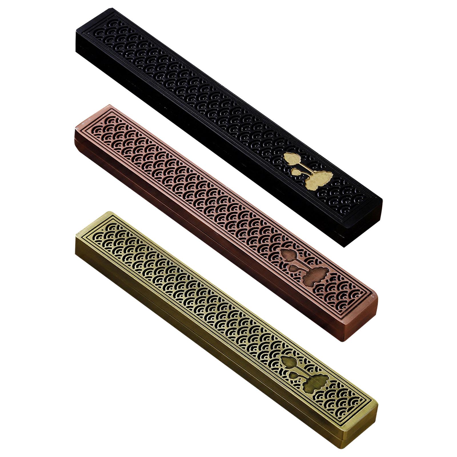 Zinc Alloy Chinese Incense Burner Holder Box Decoration Handmade Lotus Carved Pattern Incense Rack for Tea House Lightweight чёрный