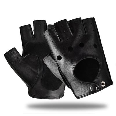 Skórzane Rękawiczki Męskie Półpalczaste Fitness Sport Jazda Anti-skid Mocne Odporne na Zużycie Jazda Motocyklowe Retro Modne Rękawiczki