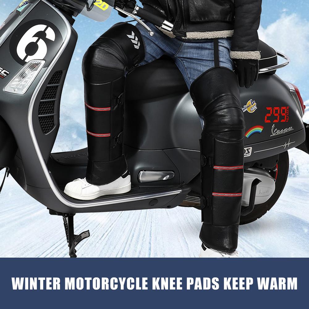 Winter Electric Motorcycle Knee Guards Riding Waterproof Cold Collision Resistant Warm PU Windproof Thickened Leg and Knee Guard