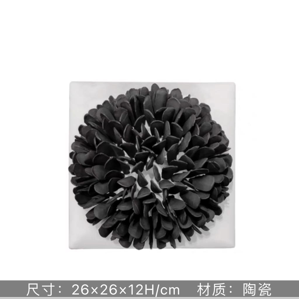 Ceramic Square White Flower Painting Creative Living Room Decoration Ceramic Petal Painting Interior Decoration Background Wall