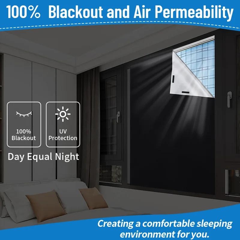 Copertura Oscurante 100% Tende Oscuranti Blocco Luce Più Oscuro Pellicola Privacy Anti Sguardo Casa Casa Vetro Colorato Tessuto Tenda Portatile Camera da Letto