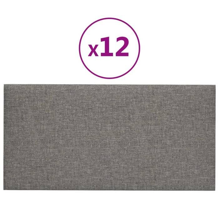 VidaXL Wall Panels 12 Pcs Light Grey 60x30 Cm Fabric 2.16 M² 343845