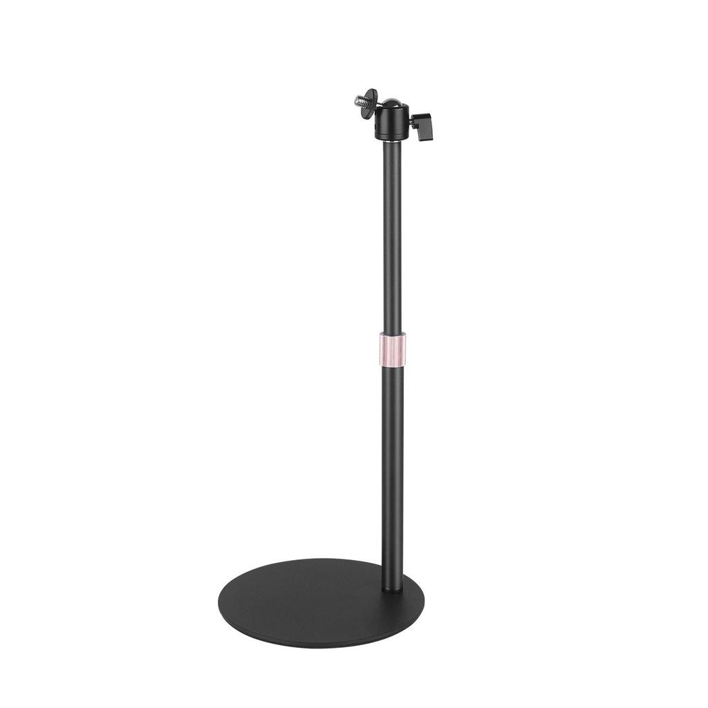 Space-Saving Universal Stand with Metal Base for Phone, Tablet, Fill Light - Adjustable 1/4 Screw Mount