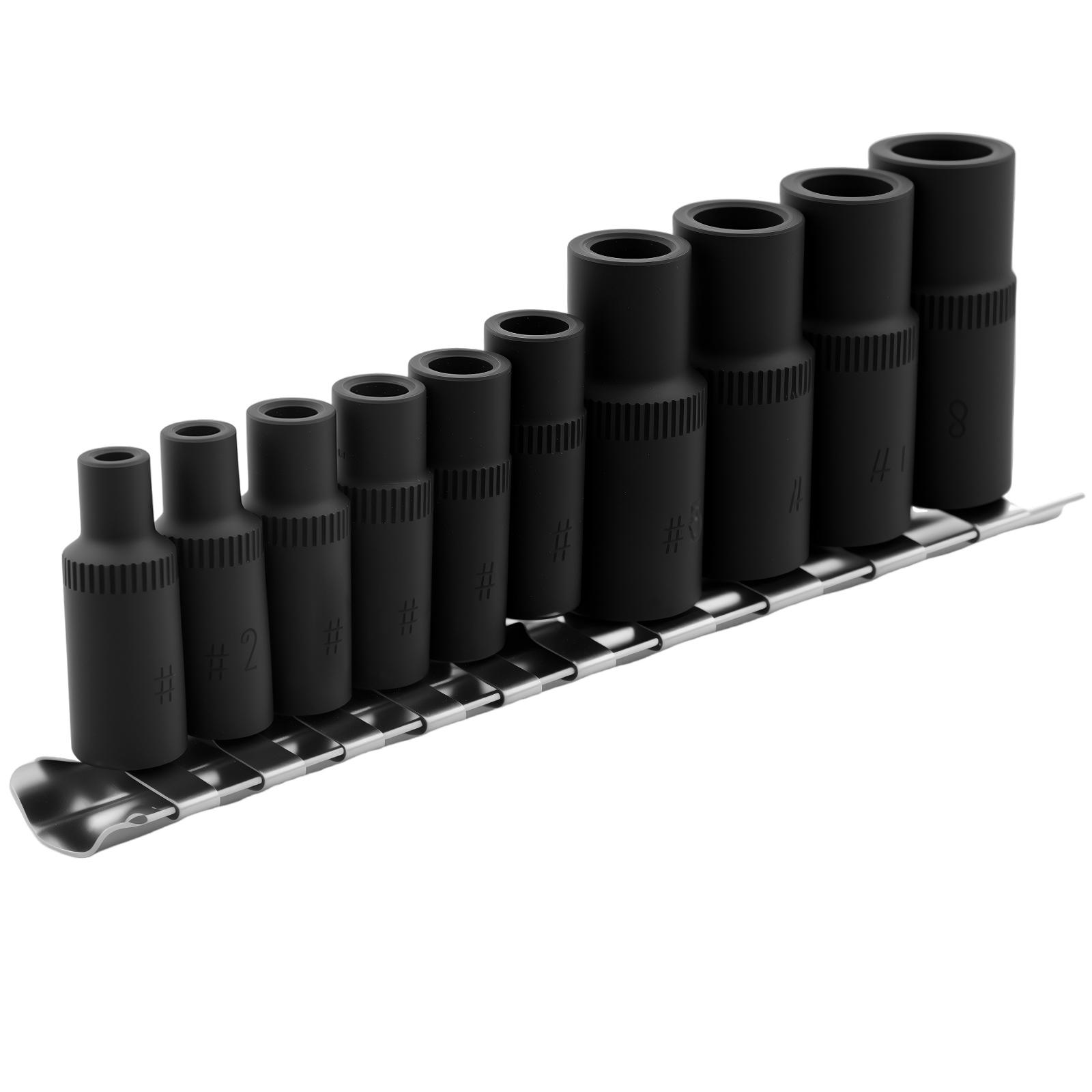 

10 Pcs Magnetic Tap Socket Wrench Set Use with 1/4 and 3/8 Drive Alloy Steel Tap Socket Set with Storage Holder for Tight чорний