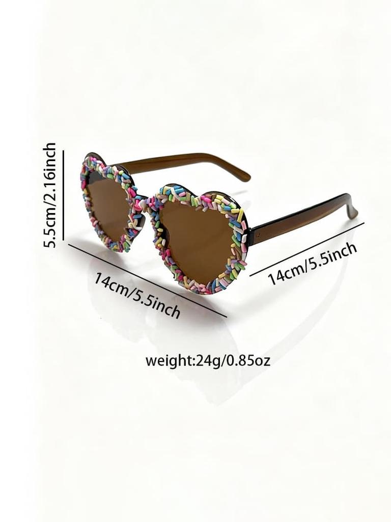 Candy Sprinkle Heart Shaped Sunglasses Novelty Design Fashion Eyewear for Street Style and Photo Booth Props KJ191