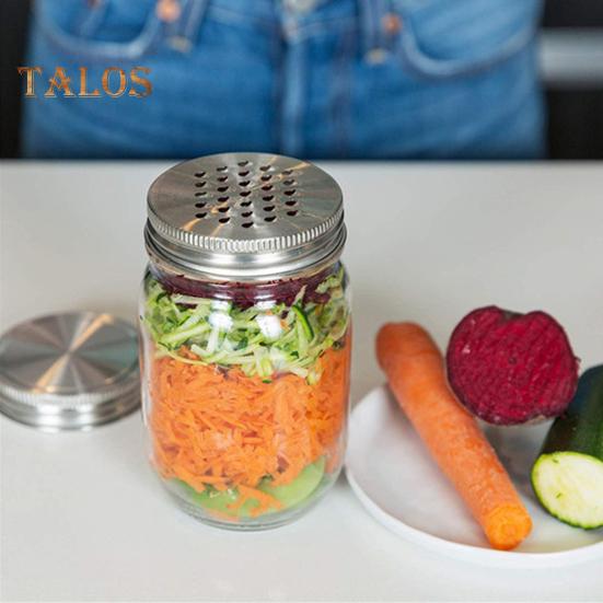 1/2Pcs Mason Jar Grater Lid for Regular Mouth Jar Easy To Carry Store Rust-Resistant Stainless Steel Strong Wear Resistance Multipurpose Canning Lids