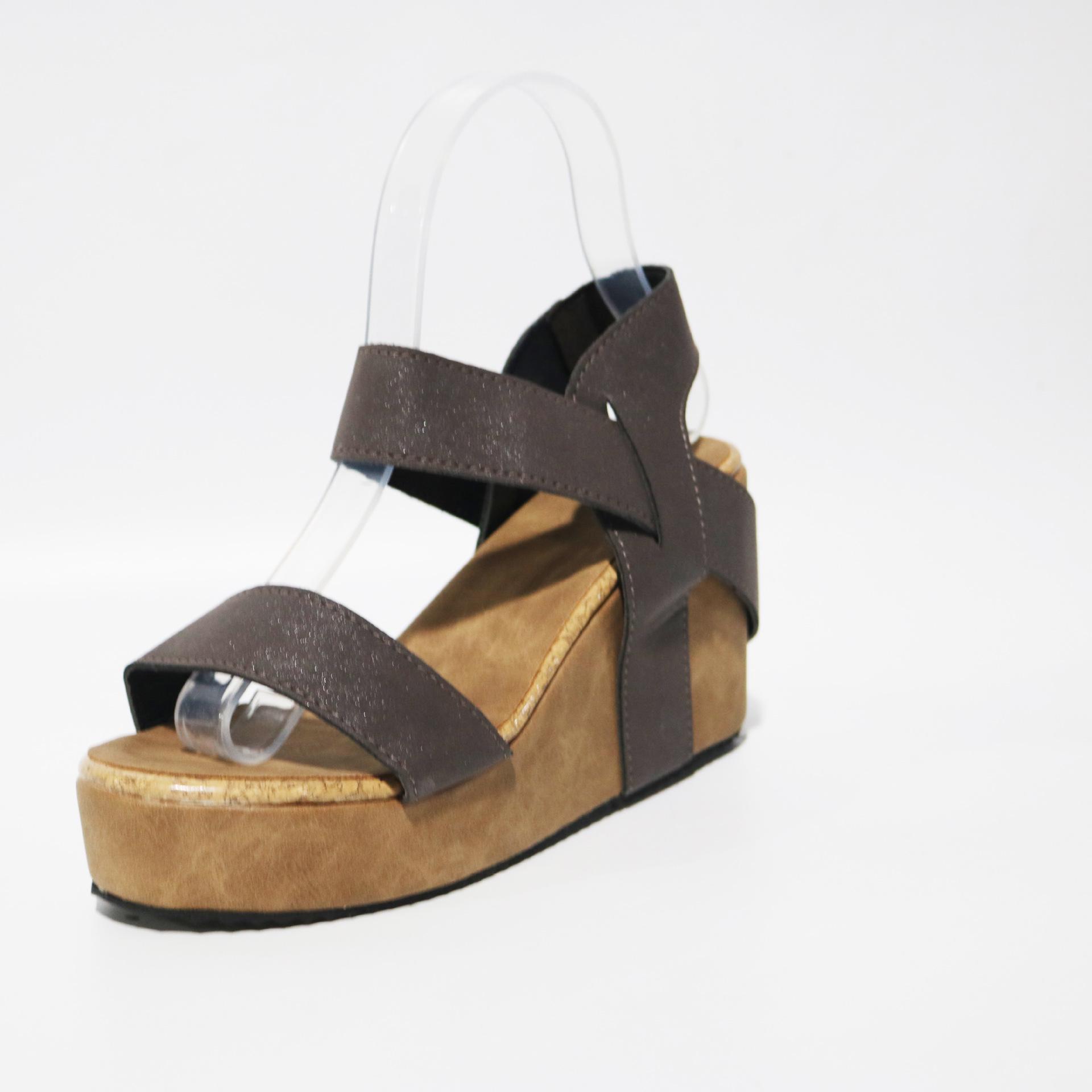 Giant T-Strap Brown Open Toe Wedge High Heel Roman Style Women s Sandals 35