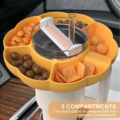 Snackschale für Stanley Cup, 40 oz, tragbares Serviertablett mit 5 Fächern, Silikon, Obst- und Süßigkeitenplatten, Party-Cracker, Lebensmittelaufbewahrung