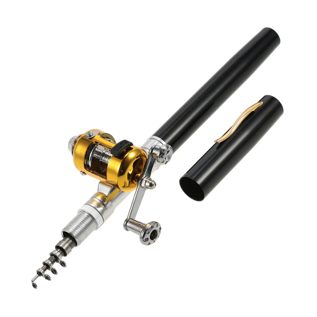 Fishing Rod Reel Combo Kit Set Mini Telescopic Portable Pocket Pen Fishing Rod Pole + Reel Aluminum Alloy Fishing