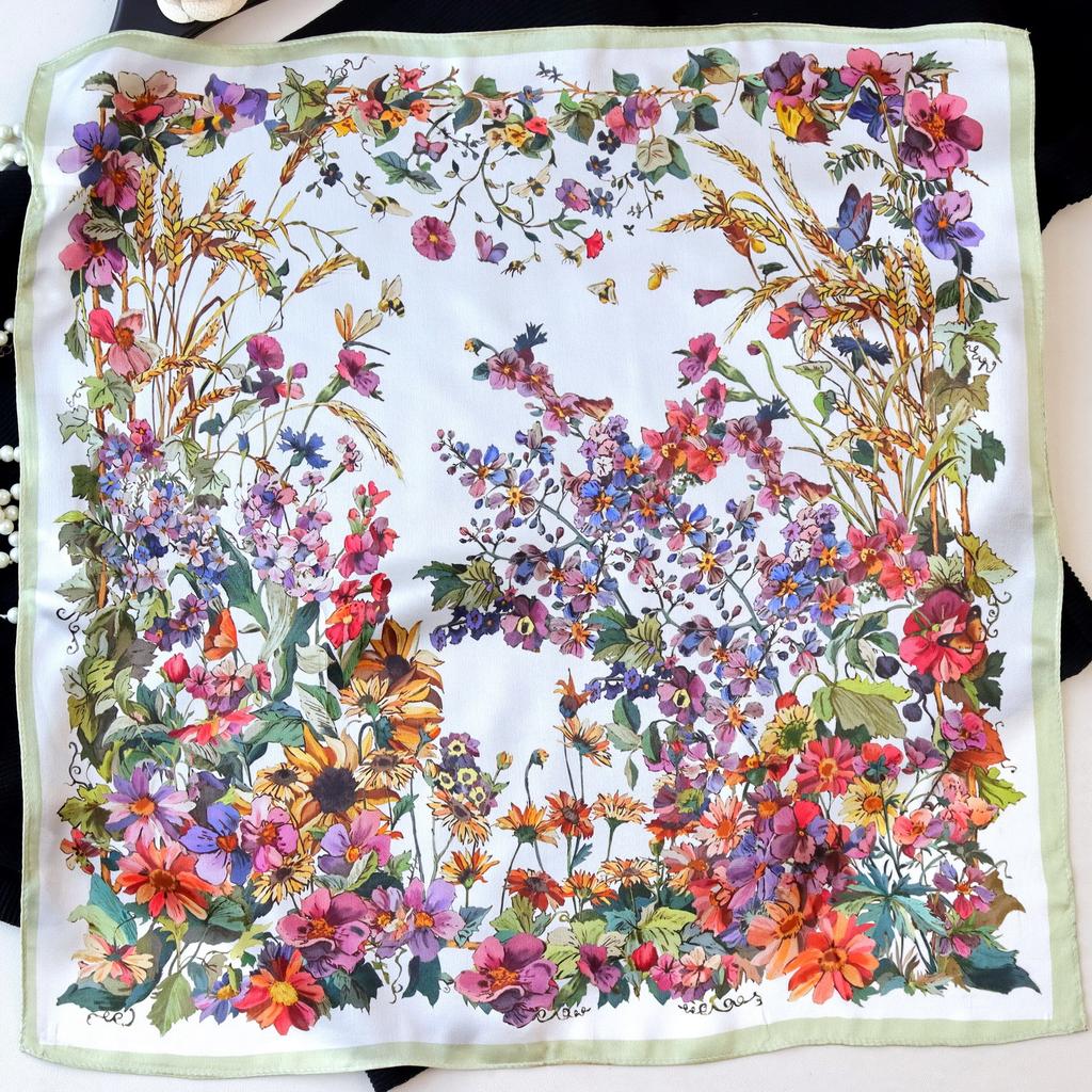 Neuer 100% Naturseide Schal Halstuch Foulard Damen Bandana Schals Frauen Hijab Schal Wickeltuch Quadratisches Kopftuch