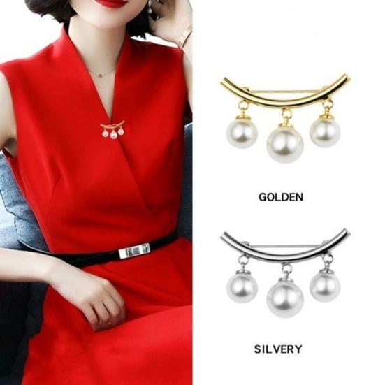 2Pcs Brooch Stylish Elegant Faux Pearl Fashion Vintage Brooch for Wedding
