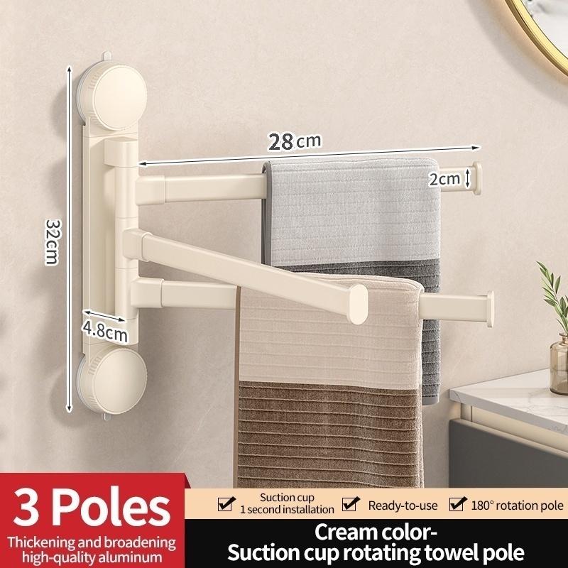 No Need To Drill Suction Cup Rotating Towel Rack Punch Free Bathroom Multi-bar Folding Bath Towel Rack Rack Towel Rack