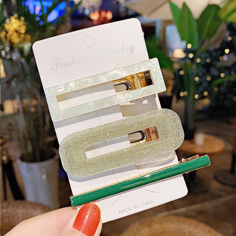 Fashion Hair Pins Side Clip Set Sweet Acrylic Waterdrop Hair Barrettes For Women Girls Korean Geometric Hair Accessories Jewelry
