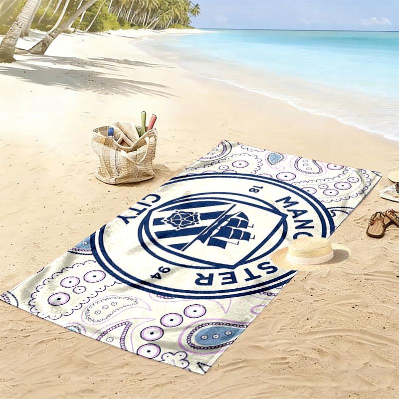 Man City Print Beach Towel, Large Soft Quick Dry Towel for Beach Camping Swimming