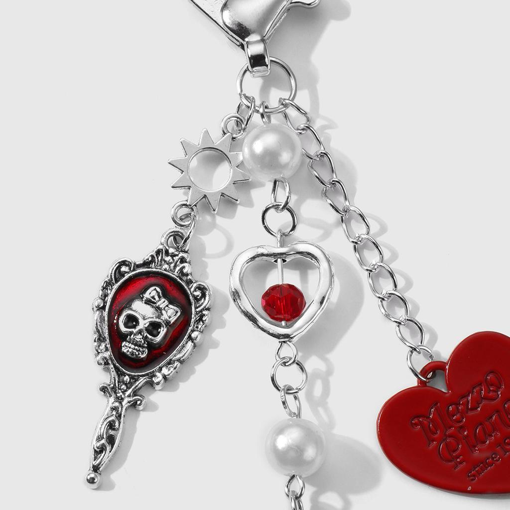 Stylish Skull Bows Keychain Bag Charm Sweet Edgy Design Metal Bag Accessory For Backpack Purse Gift