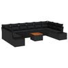 VidaXL Ensemble de canapé de jardin 11 pièces avec coussins Noir Poly Rotin Acacia 3356679