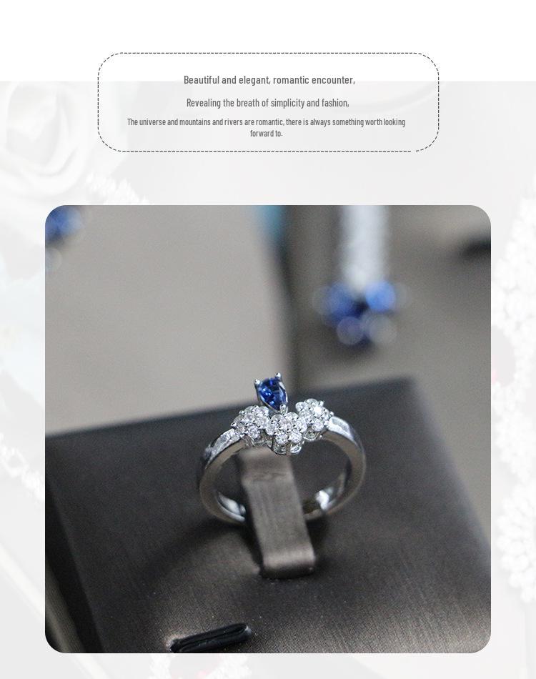 Korean Bridal Jewelry Set: Zircon Necklace, Earrings & Ring - Elegant Wedding Accessories