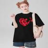 Women'S Casual Valentine'S Day Butterfly Heart Print T-Shirt, Knit Short Sleeve Round Neck Top, All Season