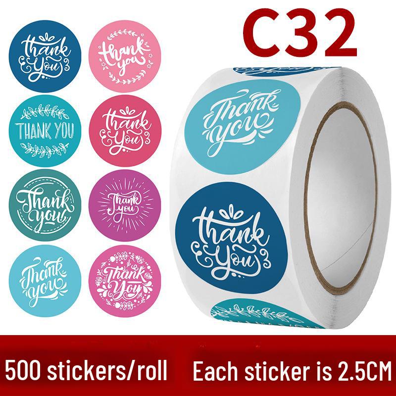 Floral Thank You Stickers: Cute Roll of Wedding Sealing Labels