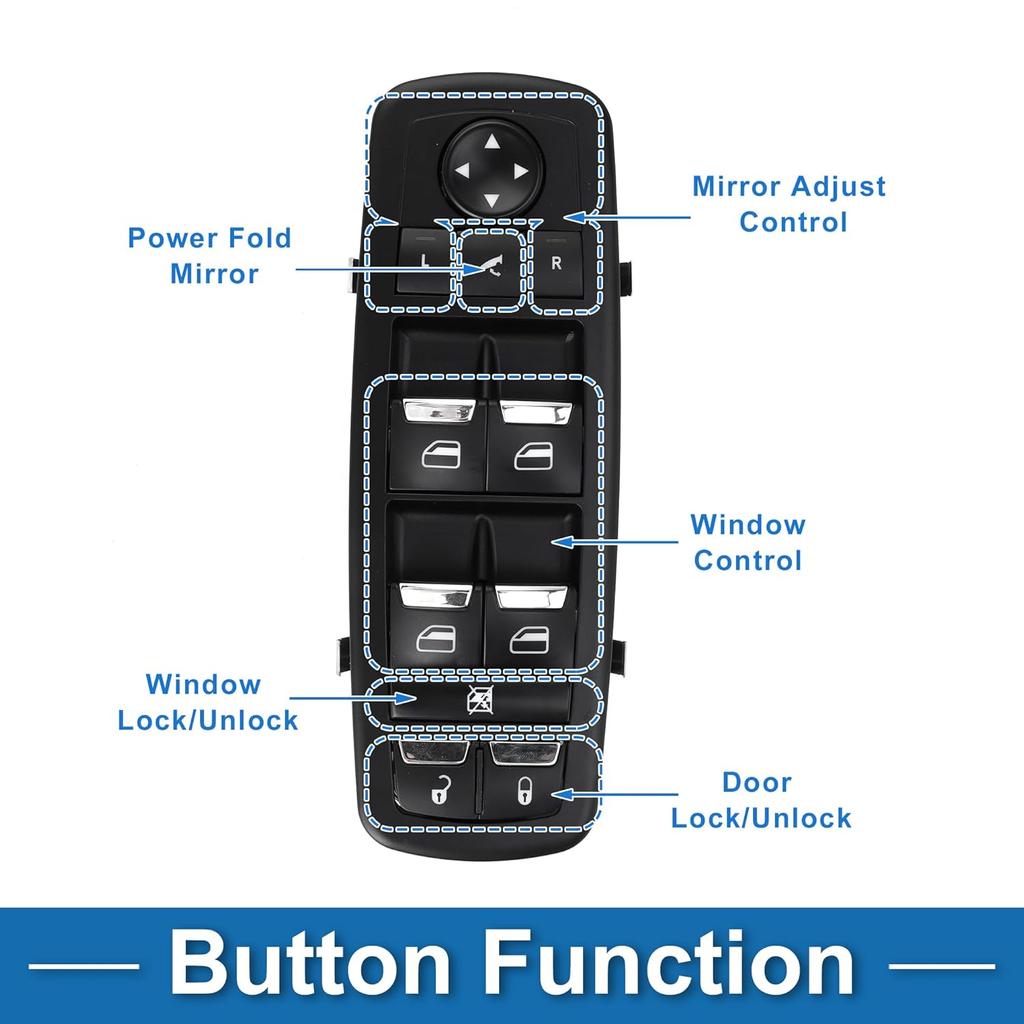 Power Window Switch No.5PG12DX9AB Front Left Driver Side Window Control Switch for Maserati Ghibli Levante Black