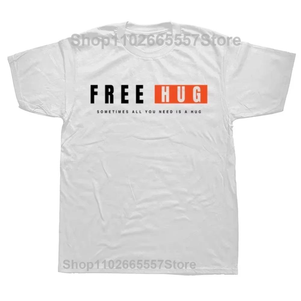 Trička s grafickým potiskem Free Hugs And Maybe A Kiss Pánská Nadměrná Nová Vtipná Letní Hip Hop s Krátkým Rukávem a Kulatým Výstřihem