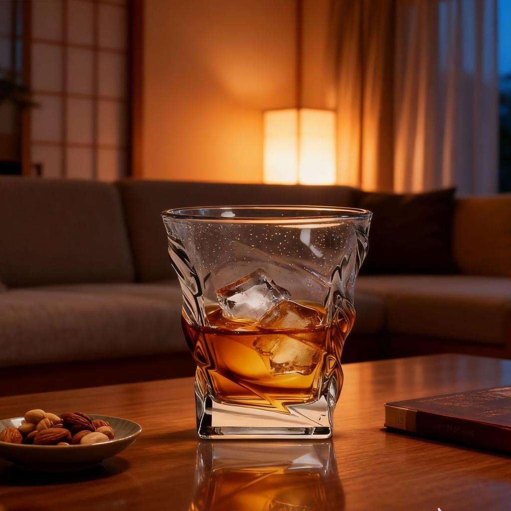 Twist Whiskey Glass, Rocks Glass [Geometric Twist Design] Stylish 320ml, Gift Box Included, Perfect Gift for Father's Day, Birthdays, or Brandy